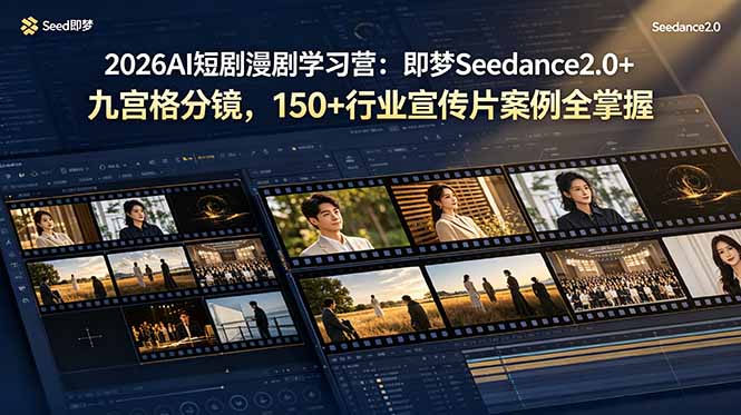 2026AI短剧漫剧学习营：即梦Seedance2.0+九宫格分镜，150+行业宣传片案例全-副业K吧