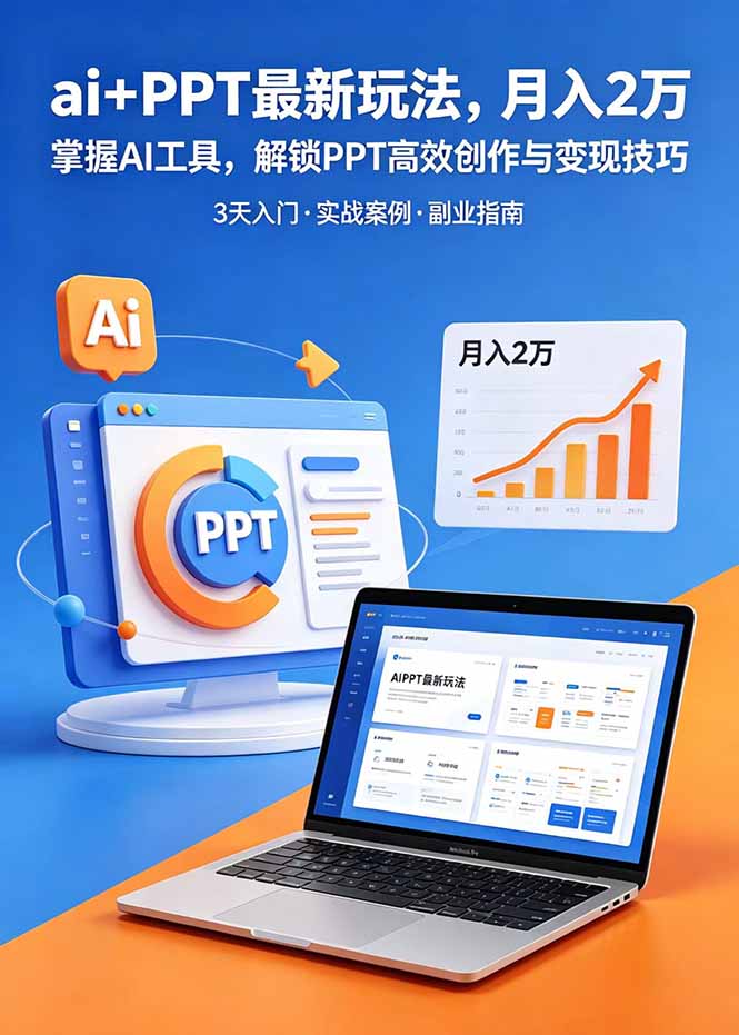 ai+PPT最新玩法,月入2万掌握AI工具,解锁PPT高效创作与变现技巧3天入门,实战案例·-副业K吧