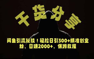 价值6980的干货分享，闲鱼引流秘技！轻松日引300+精准创业粉，2年翻身实现财务自由中创-副业K吧
