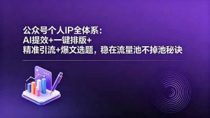 公众号个人IP全体系：AI提效+一键排版+精准引流+爆文选题，稳在流量池不掉池秘诀-副业K吧