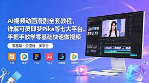 AI视频动画漫剧全套教程，详解可灵即梦Pika等七大平台，手把手教学零基础快速做视频-副业K吧