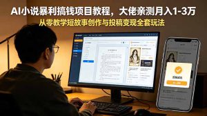 AI小说暴利搞钱项目教程，大佬亲测月入1-3万，从零教学短故事创作与投稿变现全套玩法-副业K吧