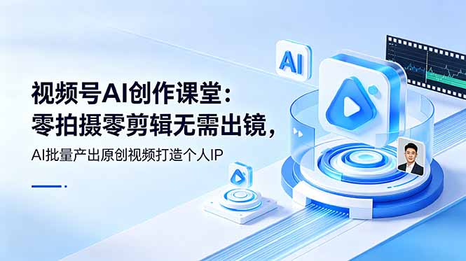 视频号AI创作课堂：零拍摄零剪辑无需出镜，AI批量产出原创视频打造个人IP-副业K吧