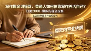 写作掘金训练营：普通人如何依靠写作养活自己？日更2000+爆款内容全拆解-副业K吧