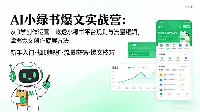AI小绿书爆文实战营：从0学创作运营，吃透小绿书平台规则与流量逻辑，掌握爆文创作底层方法-副业K吧