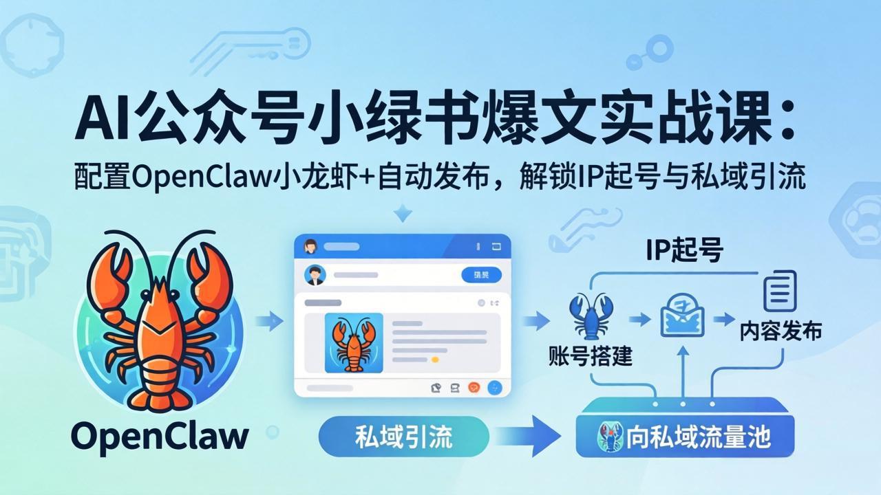 AI公众号小绿书变现实战课：小绿书爆文写作+OpenClaw自动发布，解锁IP起号与私域引流-副业K吧